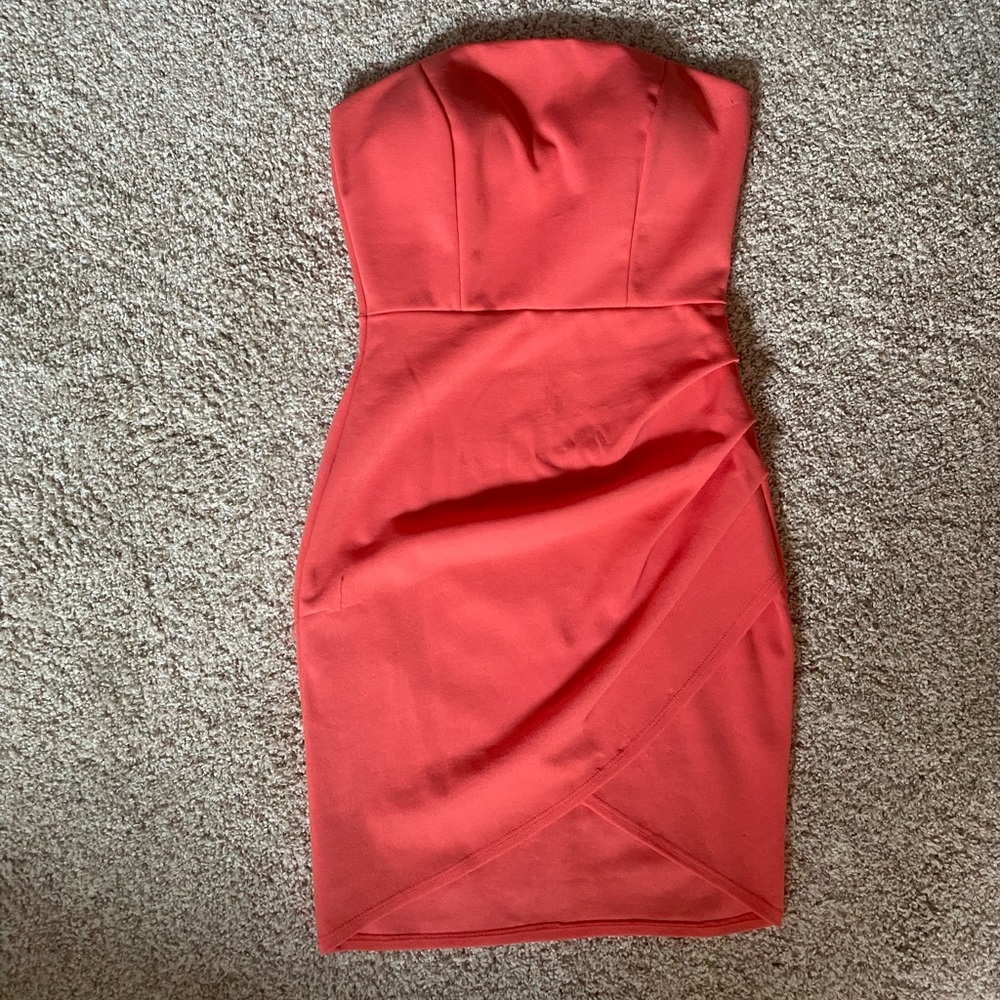 Strapless Coral Mini Dress